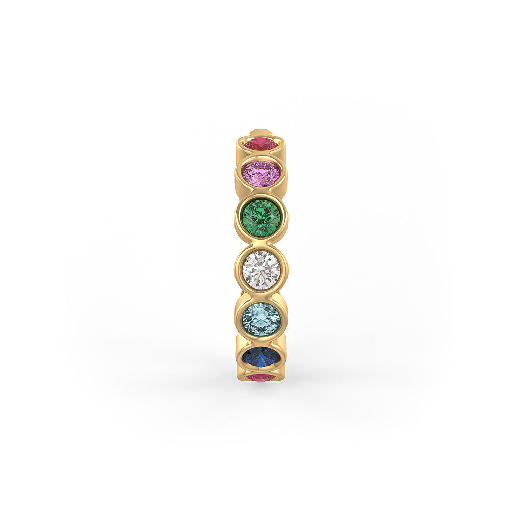 Ruby and Diamond Hoop Earrings Yellow Gold