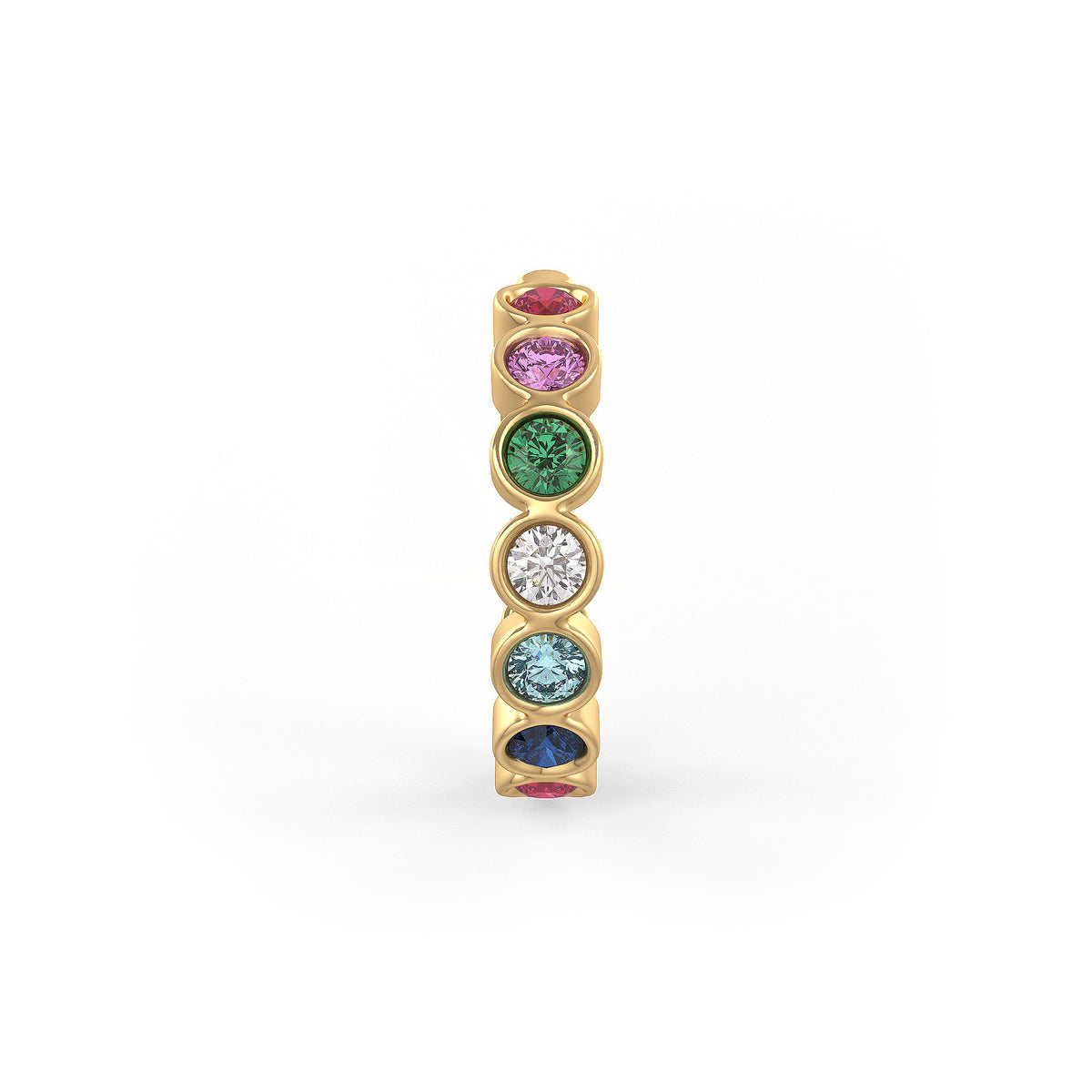 Ruby and Diamond Hoop Earrings Yellow Gold