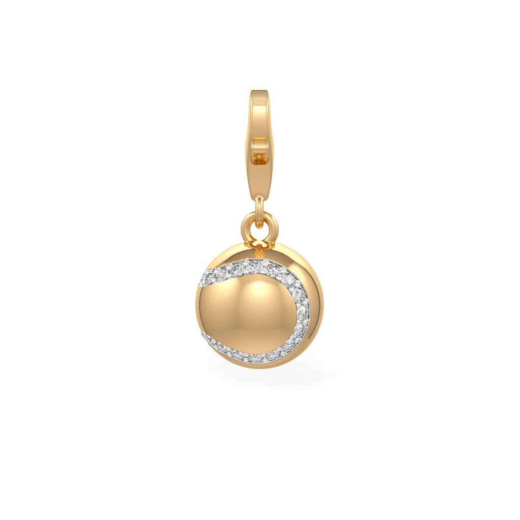 Diamond Tennis Ball Charm 0.25ct in Yellow Gold
