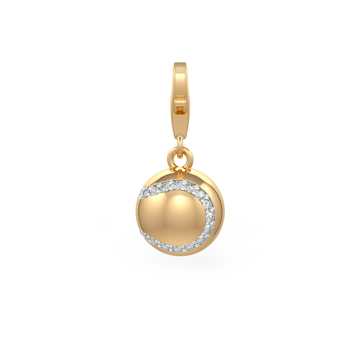Diamond Tennis Ball Charm 0.25ct in Yellow Gold