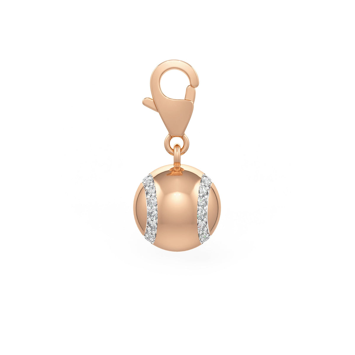 Diamond Tennis Ball Charm 0.25ct in Rose Gold