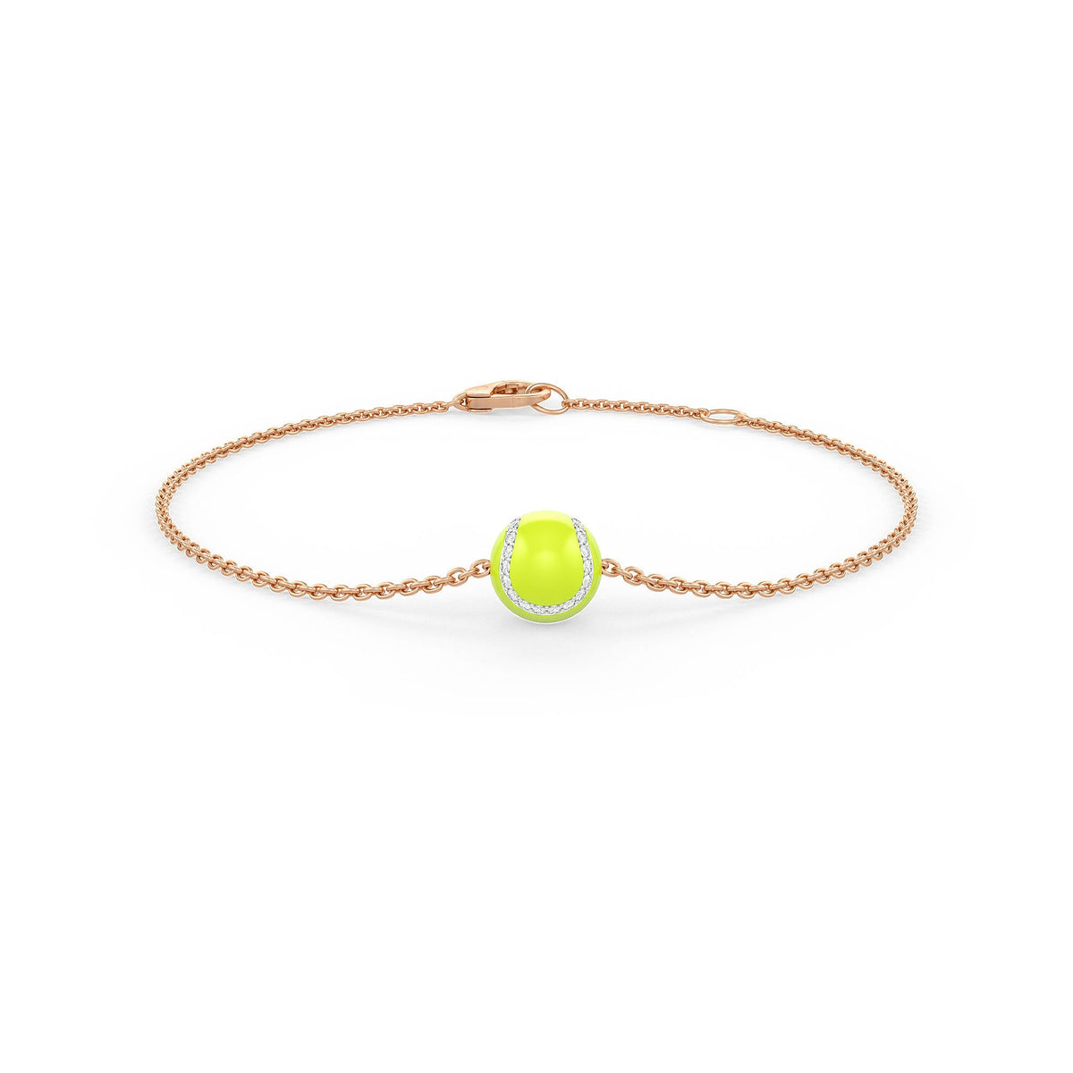 Bracelet with a yellow tennis ball charm on a white background