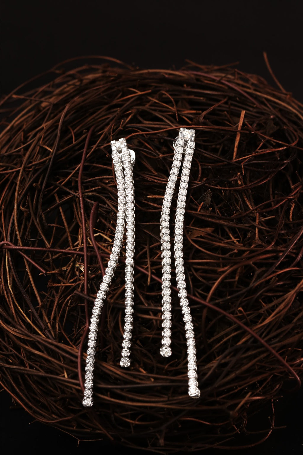 Chic long drop diamond earrings