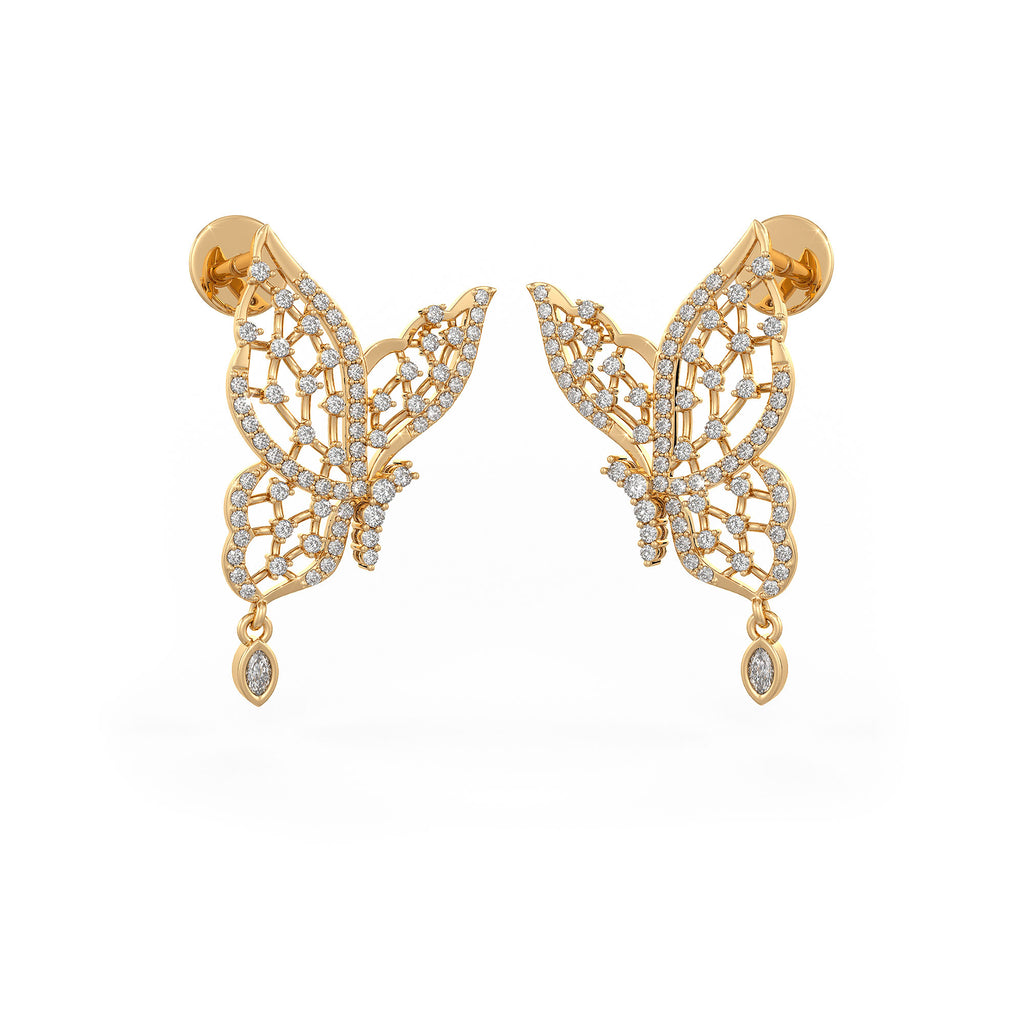 18ct yellow gold butterfly diamond earrings 0.50ct