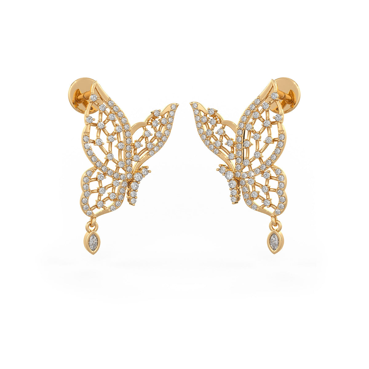 18ct yellow gold butterfly diamond earrings 0.50ct
