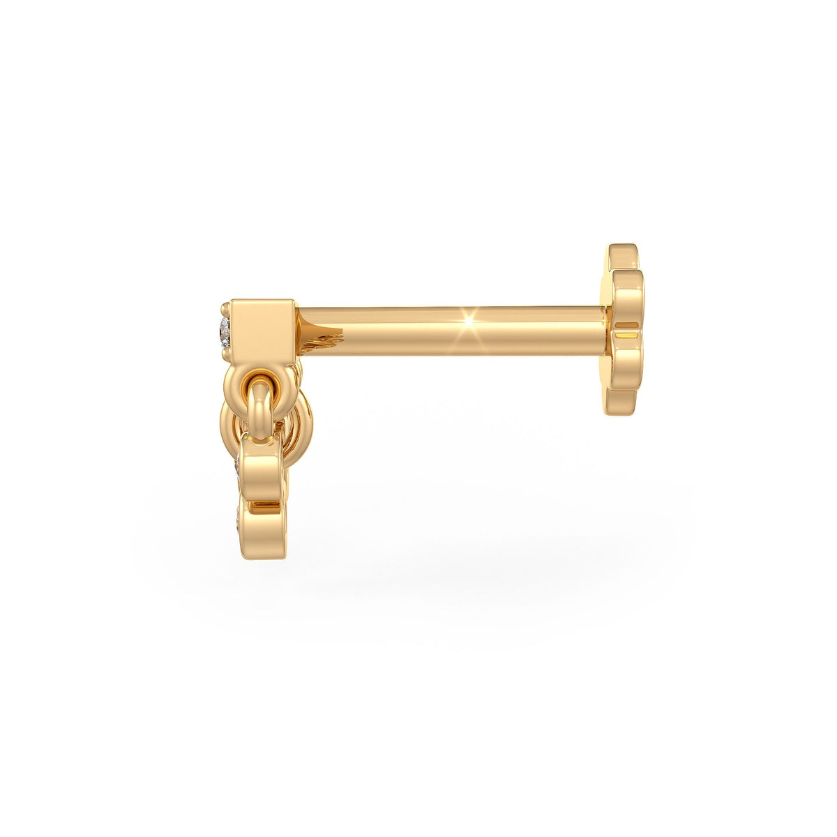 Waterfall diamond cartilage earring in yellow gold