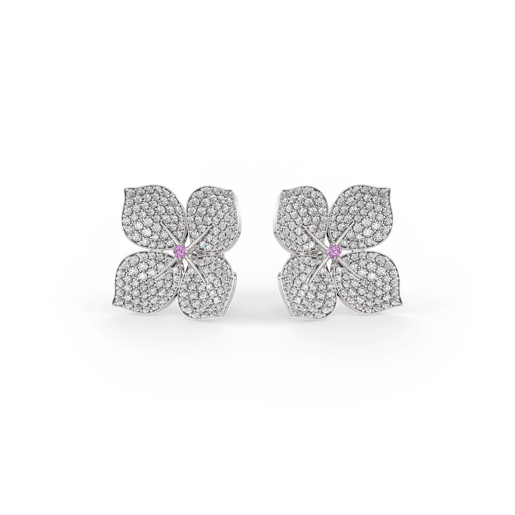 Small 1.5cm hydrangea diamond earrings