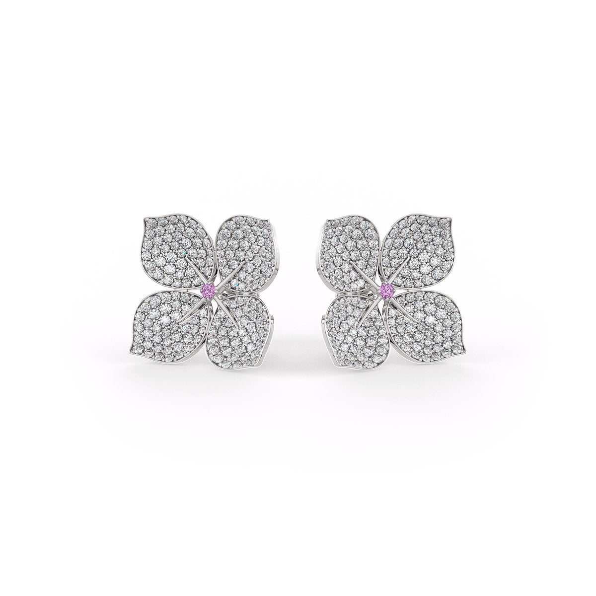 Small 1.5cm hydrangea diamond earrings