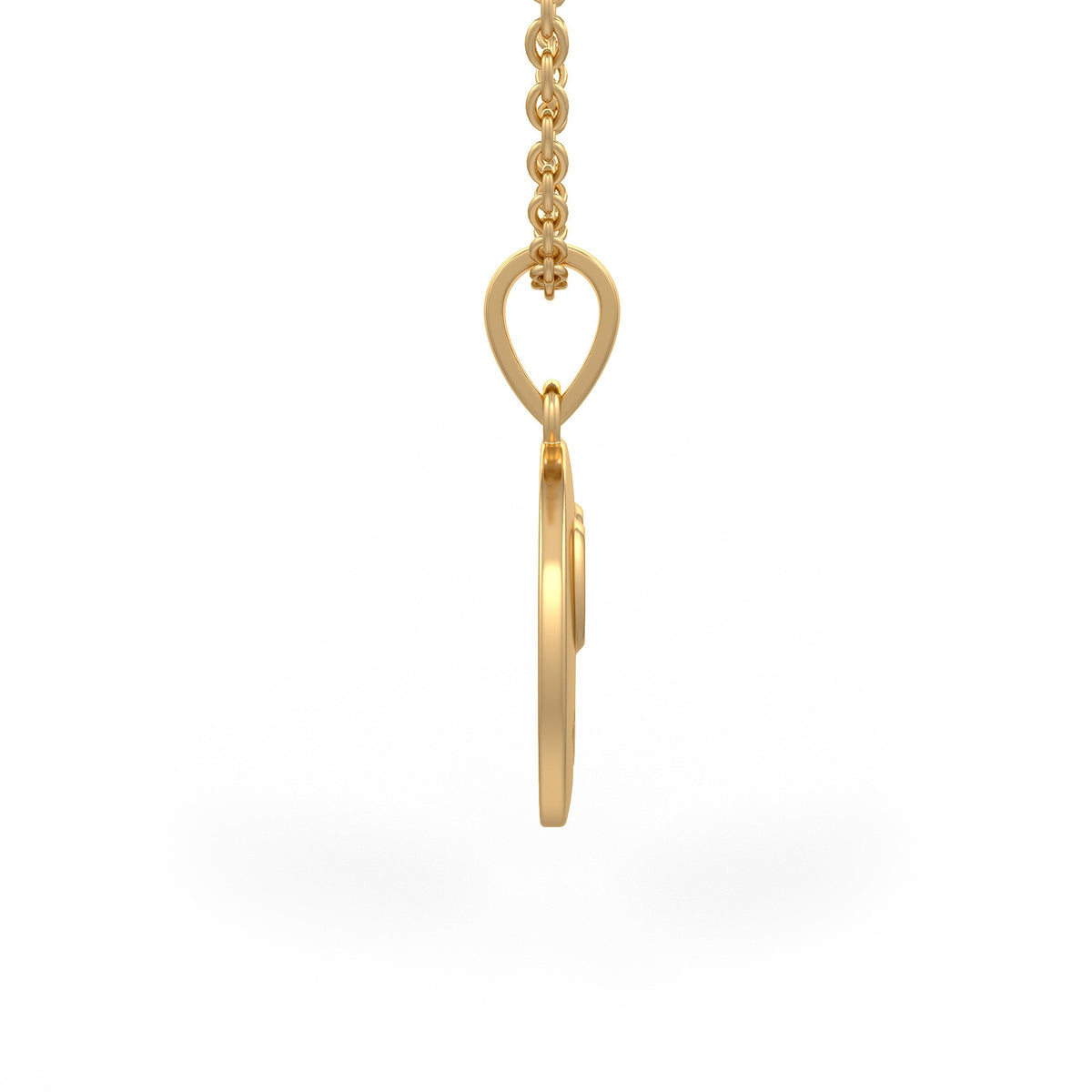 Yellow gold diamond smiley face necklace side view