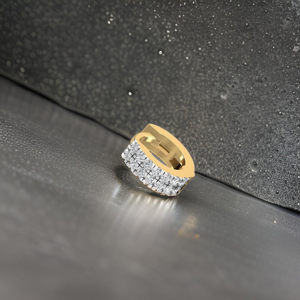 Elegant 18ct gold diamond ear hoop piercing