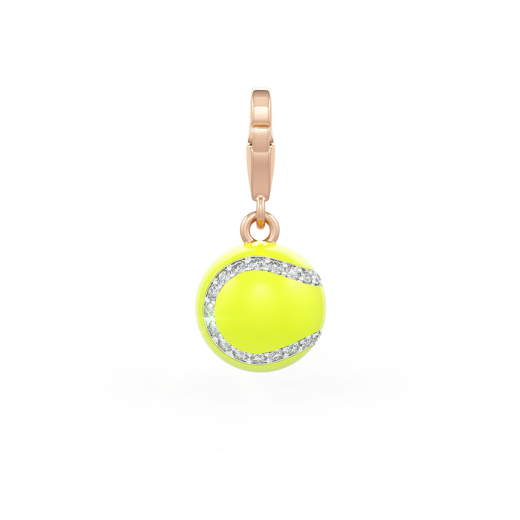 Diamond Tennis Ball Charm 0.25ct in Rose Gold Enamel