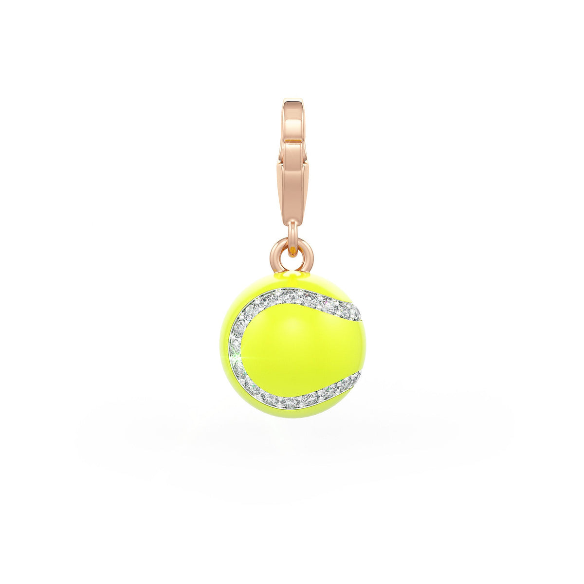 Diamond Tennis Ball Charm 0.25ct in Rose Gold Enamel