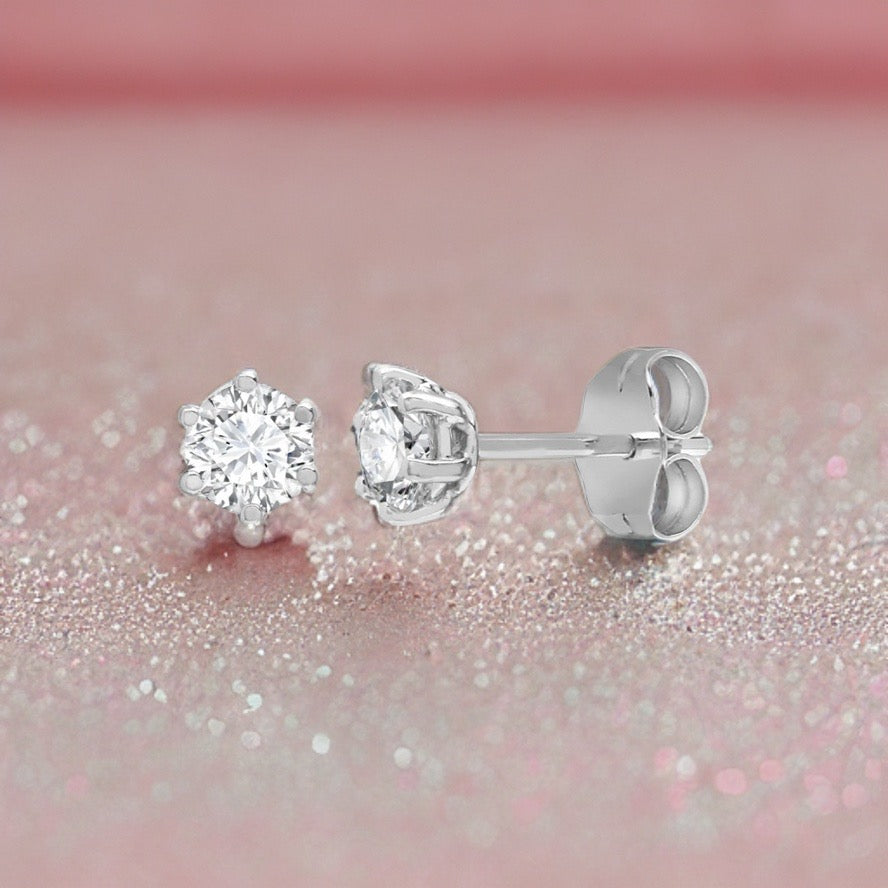 18ct White Gold 0.35ct 6 Claw Diamond Solitaire Stud Earring