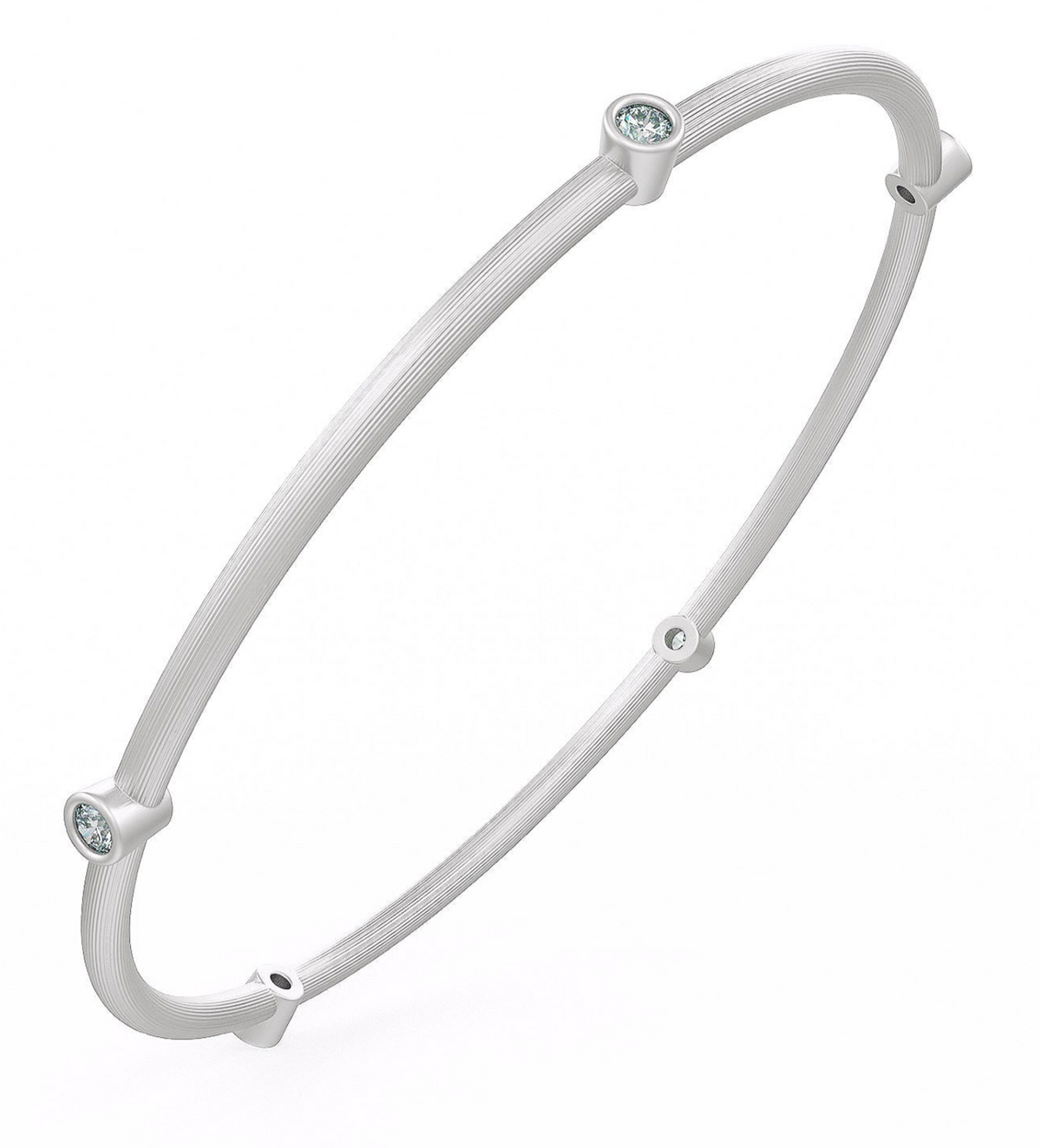 Bracelet jonc éternité Forever en or blanc serti d'un diamant de 0,51 ct