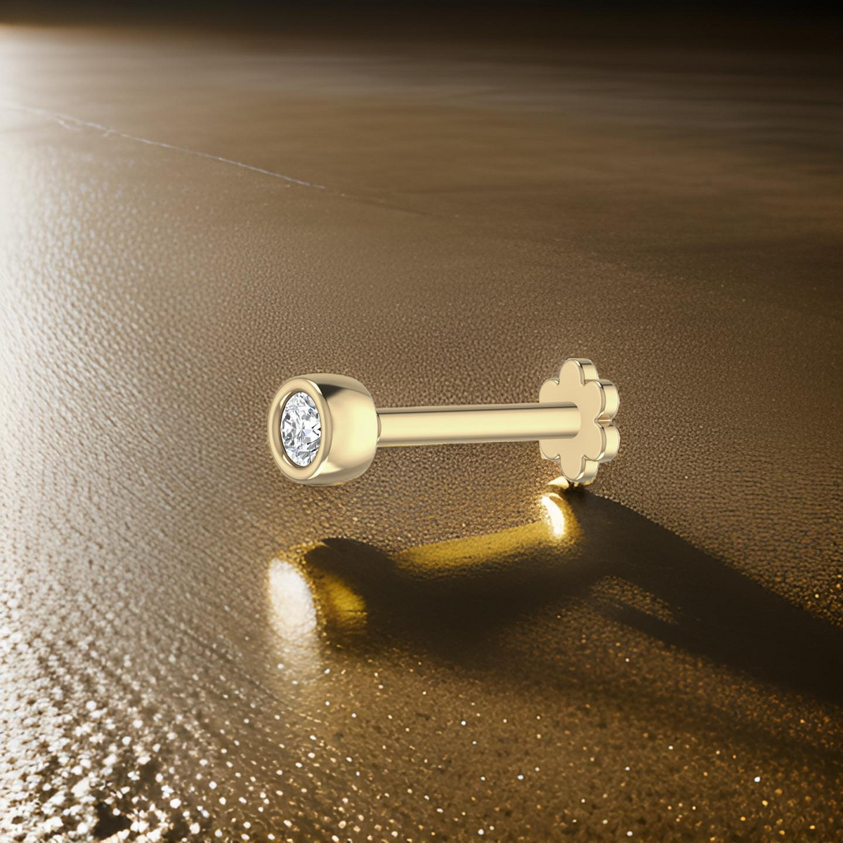 Nasenstecker aus 18-karätigem Gelbgold mit Solitärdiamant (0,06 ct, VS-Schliff) von Seth