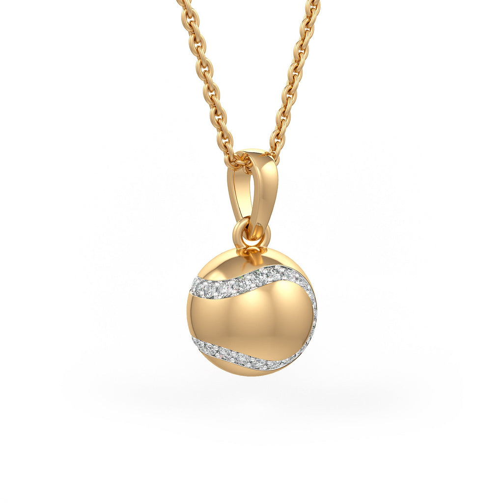 Diamond Tennis Ball Pendant in Yellow Gold 0.25ct (without chain)