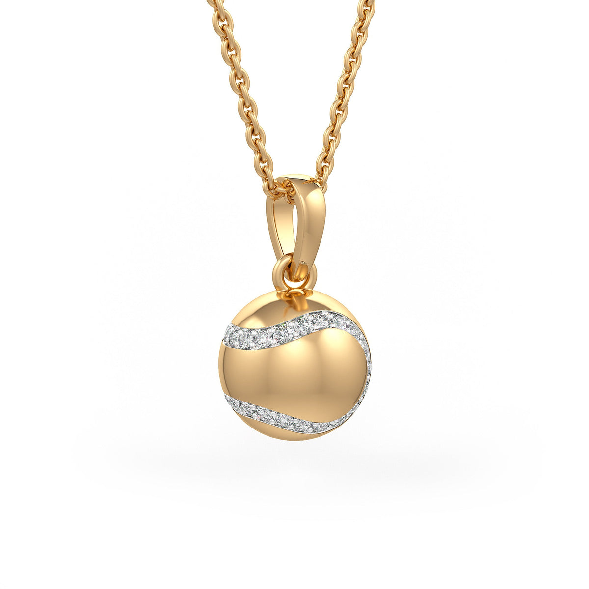 Diamond Tennis Ball Pendant in Yellow Gold 0.25ct (without chain)