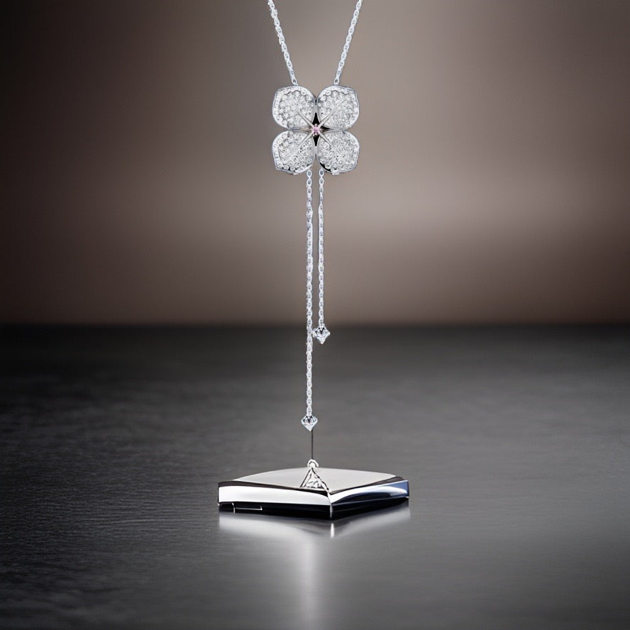 Diamond Necklace Hydrangea Flower 1.80ct 18ct White Gold