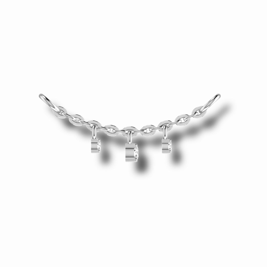 Cervin Blanc diamond connector charm chain in 18ct white gold, fine jewelry necklace with sparkling diamond accents.