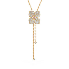 Diamond Necklace Hydrangea Flower 1.80ct 18ct Yellow Gold
