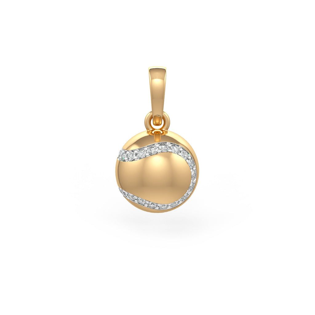Diamond Tennis Ball Pendant in Yellow Gold 0.25ct (without chain)