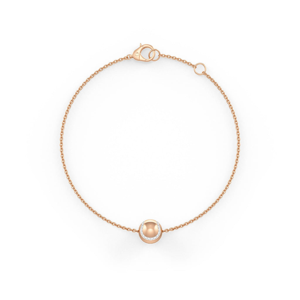 Diamond Tennis Ball Bracelet with a single pearl on a white background