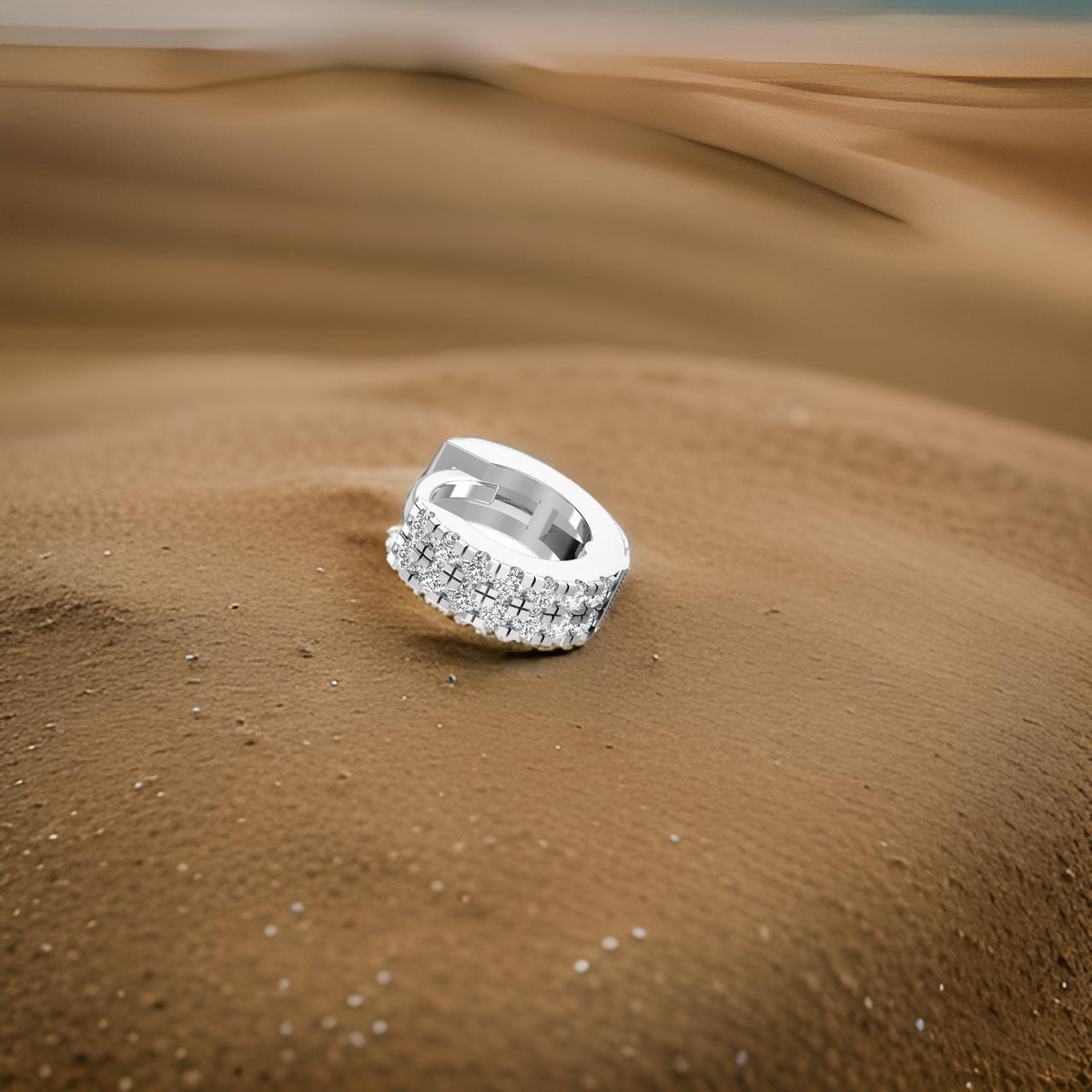 Luxurious white gold diamond hoop piercing
