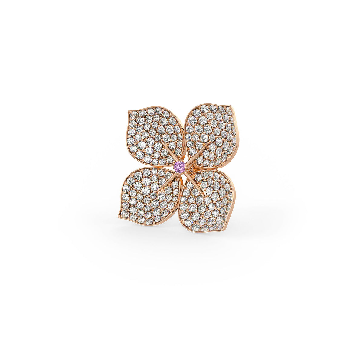 Rose gold earring with sparkling diamonds
