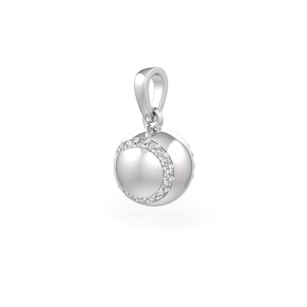 Diamond Tennis Ball Pendant in White Gold 0.25ct (without chain)