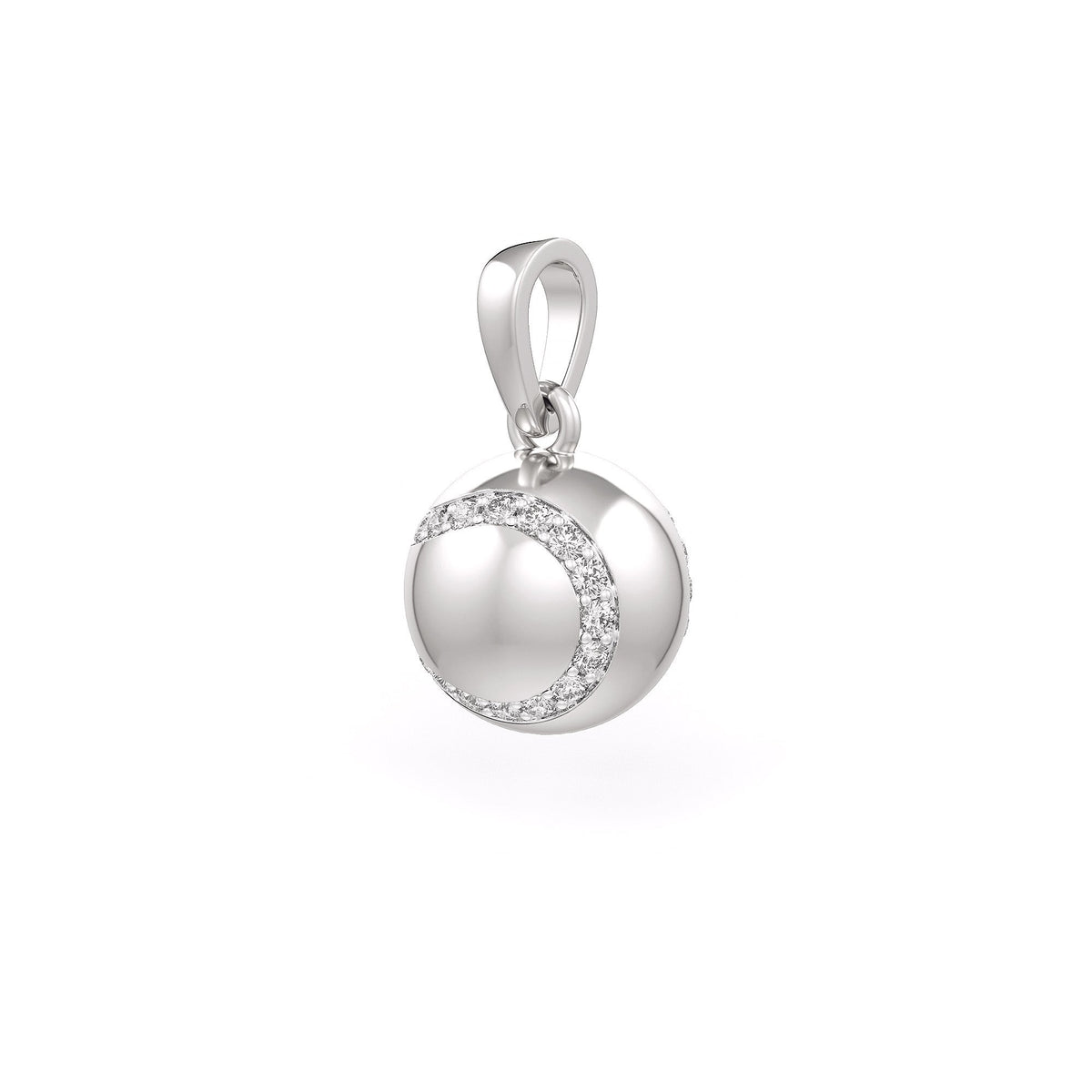 Diamond Tennis Ball Pendant in White Gold 0.25ct (without chain)