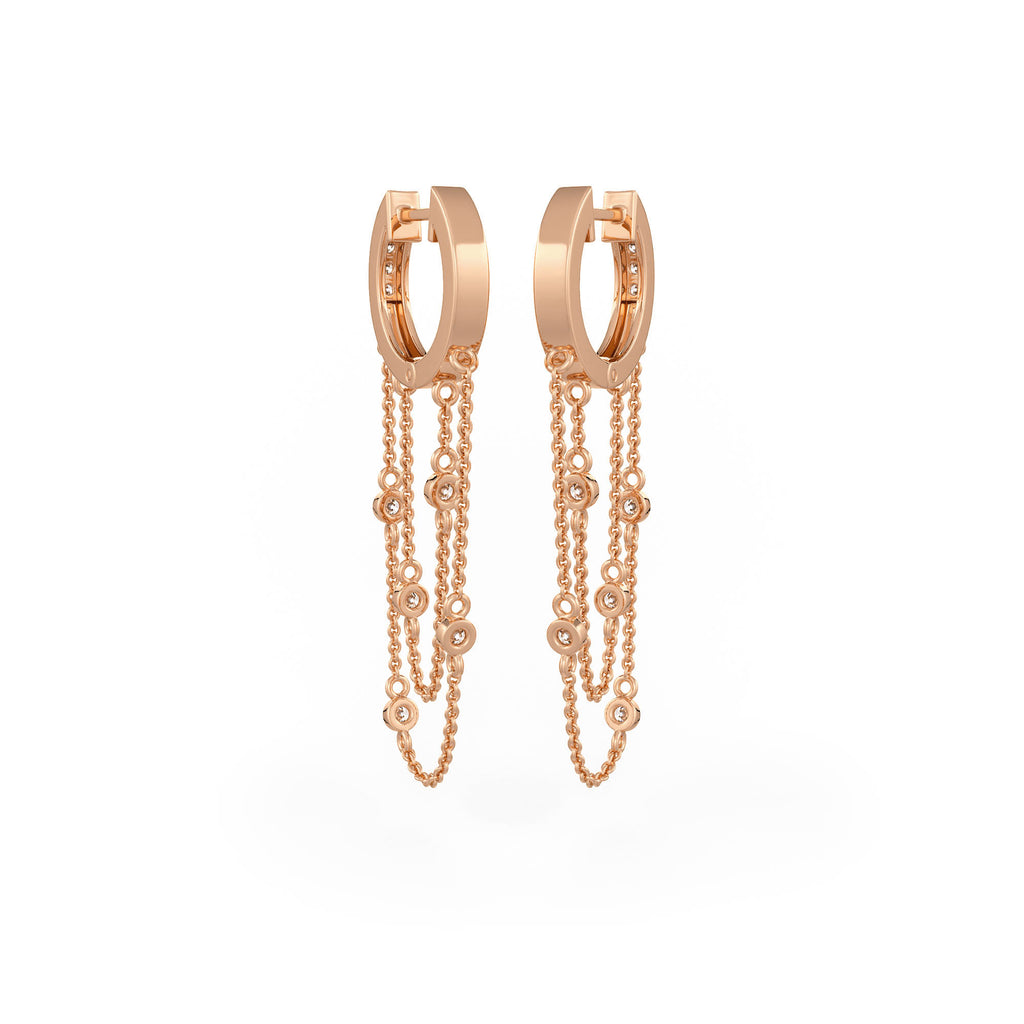 Trendy 18ct rose gold diamond hoops