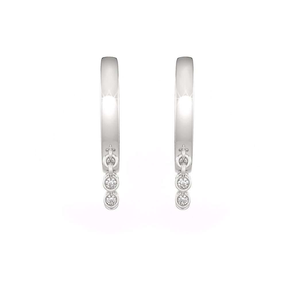 Elegant white gold dewdrop diamond hoops