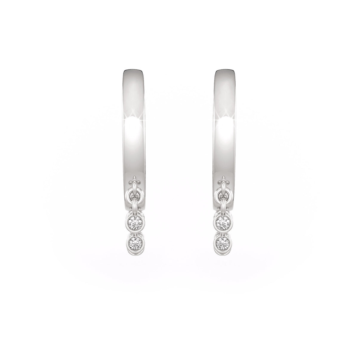 Elegant white gold dewdrop diamond hoops