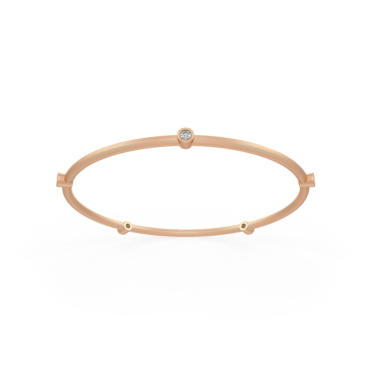 Bracelet jonc serti d'un diamant éternité de 0,51 ct, en or rose 18 carats brossé.