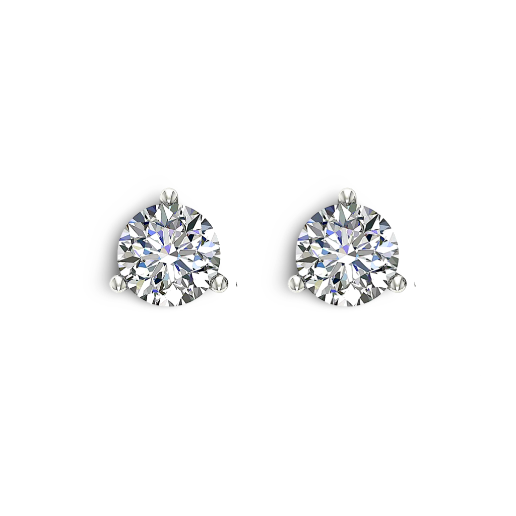 1ct solitaire diamond earrings with hidden halo in 18ct gold