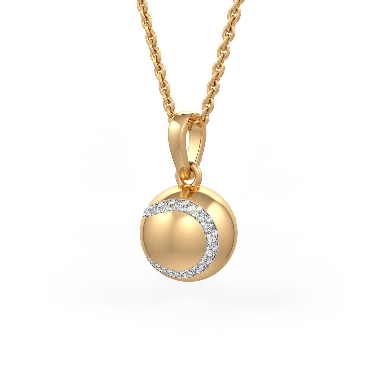 Diamond Tennis Ball Pendant in Yellow Gold 0.25ct (without chain)