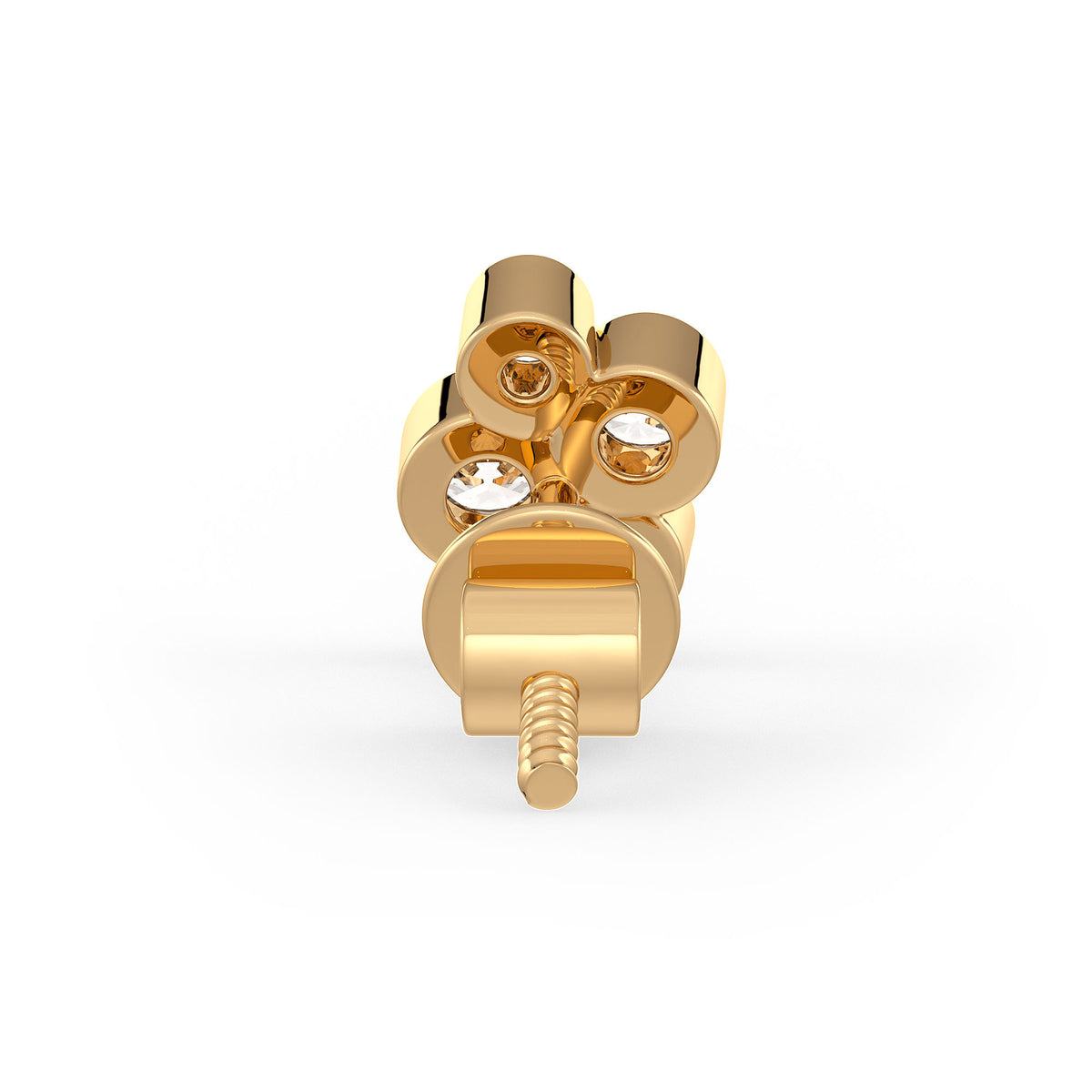 Boucles d'oreilles en or jaune avec diamant bulle de 1 carat