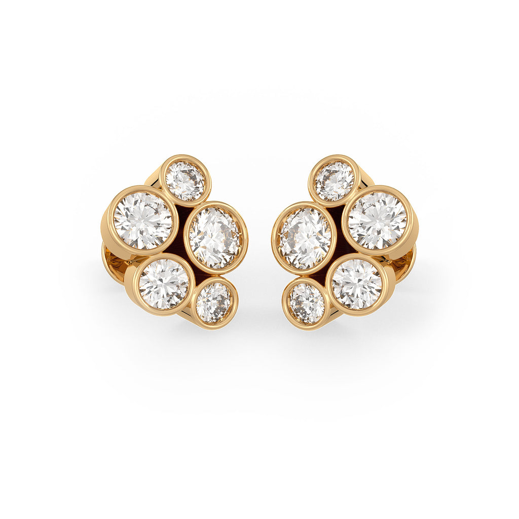 Boucles d'oreilles en or jaune avec diamant bulle de 1 carat