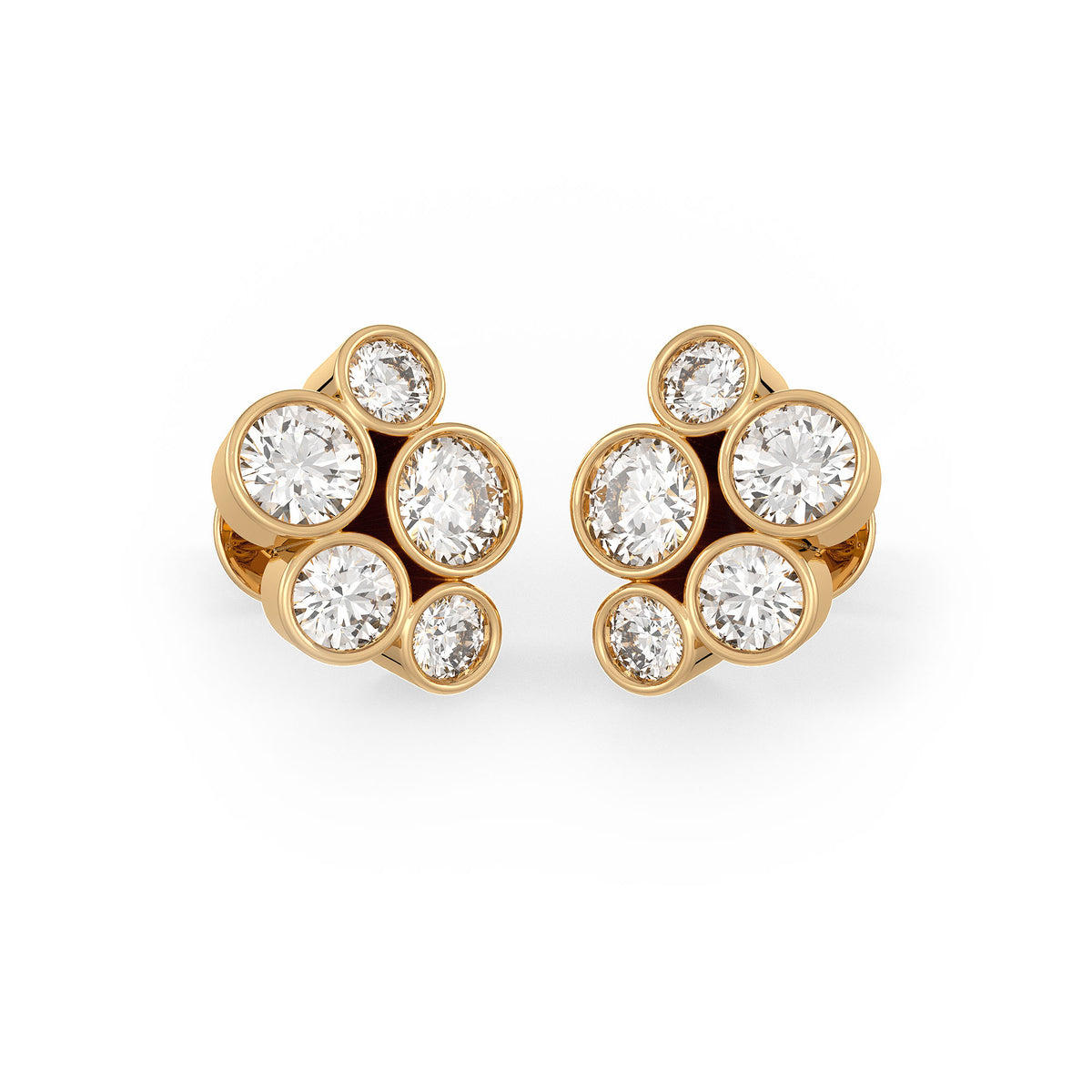 Boucles d'oreilles en or jaune avec diamant bulle de 1 carat