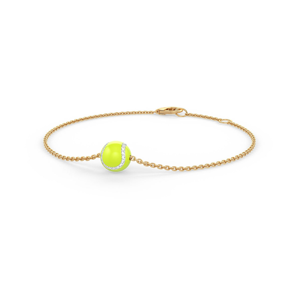 Luxury enamel tennis ball jewellery with 0.25ct brilliant diamonds