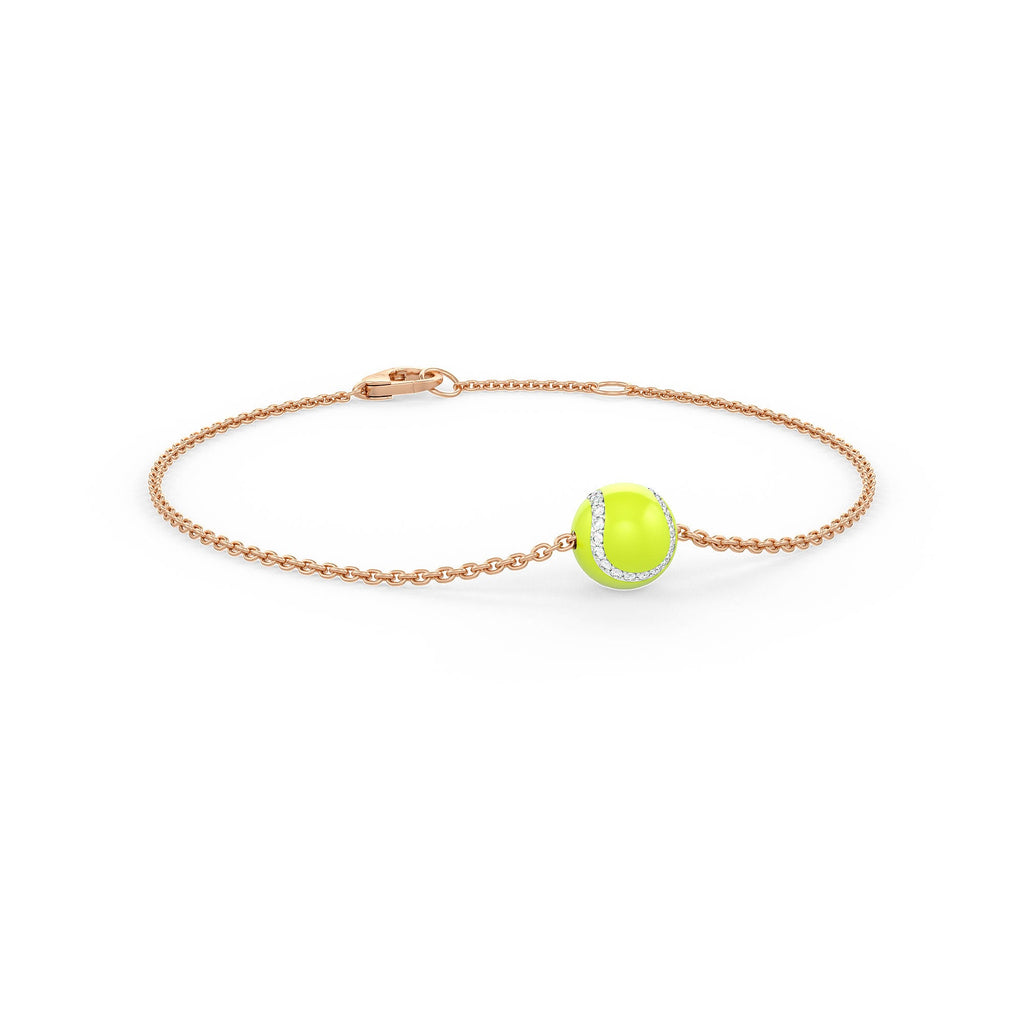 Bracelet with a tennis ball charm on a white background