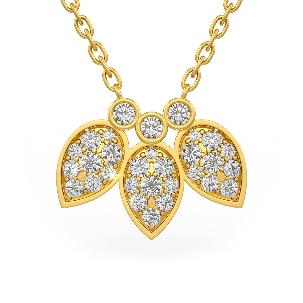 Diamond Necklace 1.40ct in 18ct Yellow Gold Water Lily Flower Petals
