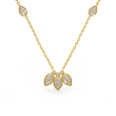 Diamond Necklace 1.40ct in 18ct Yellow Gold Water Lily Flower Petals