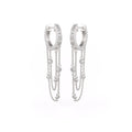Double chain white gold hoop earrings