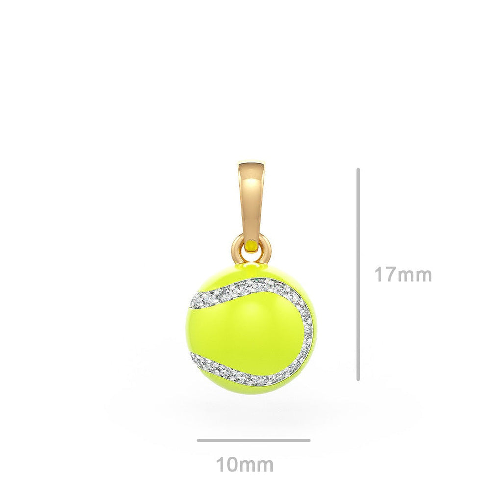 Diamond Tennis Ball Pendant in Rose Gold 0.25ct (without chain) with Enamel