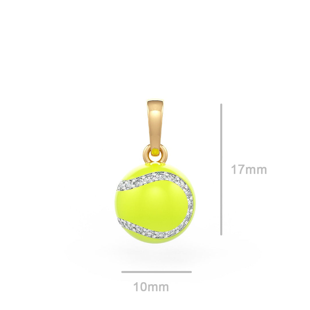 Diamond Tennis Ball Pendant in Rose Gold 0.25ct (without chain) with Enamel