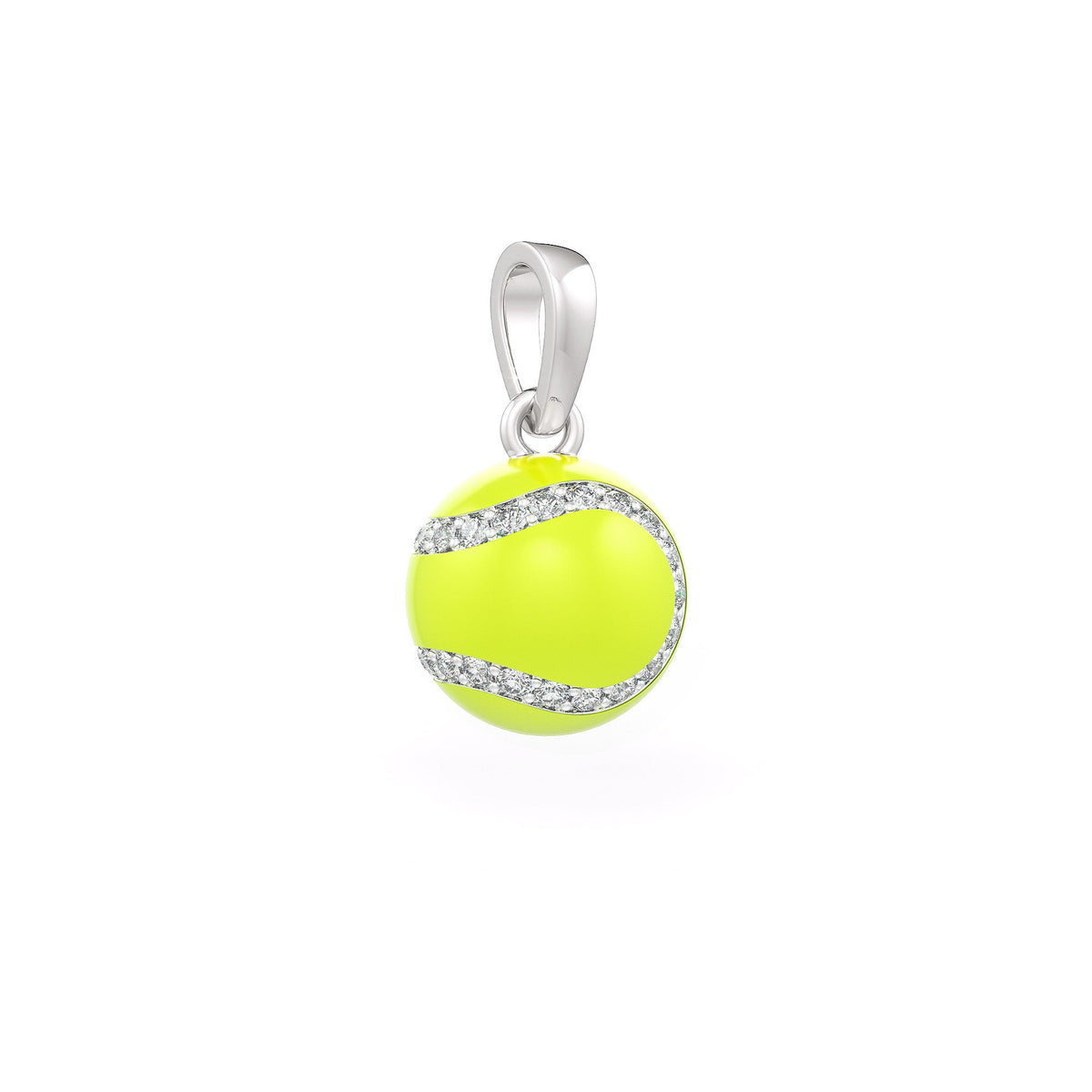 Diamond Tennis Ball Pendant in White Gold 0.25ct (without chain) with Enamel