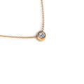 Bezel set diamond pendant on an 18ct rose gold chain