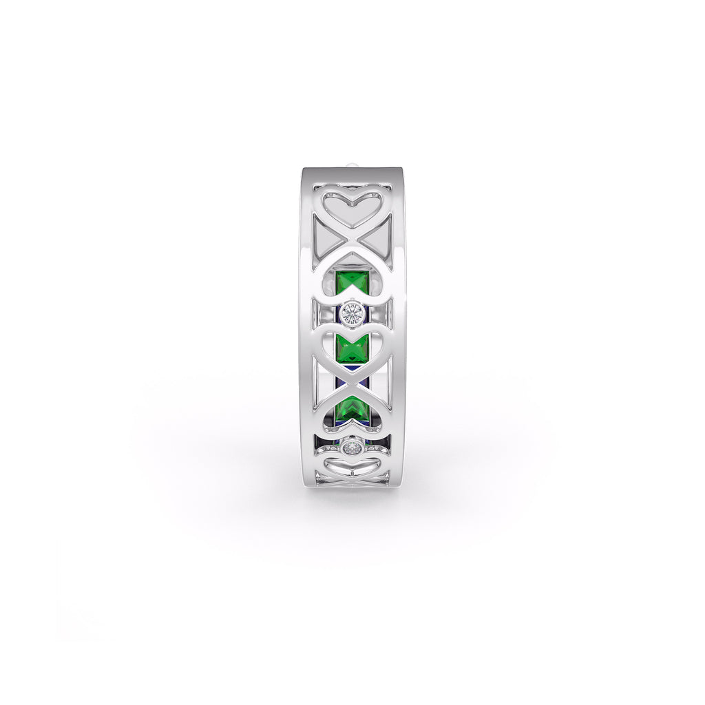 Elegant gemstone hoop earring in white gold