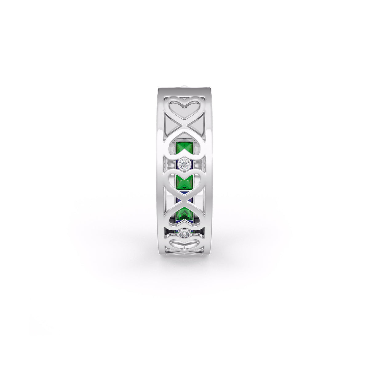 Elegant gemstone hoop earring in white gold